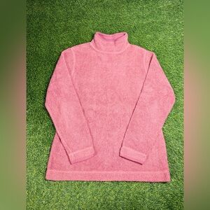 L.L.Bean Women’s Pink Fleece Pullover Mock Neck Small Cozy Outdoor Sweater